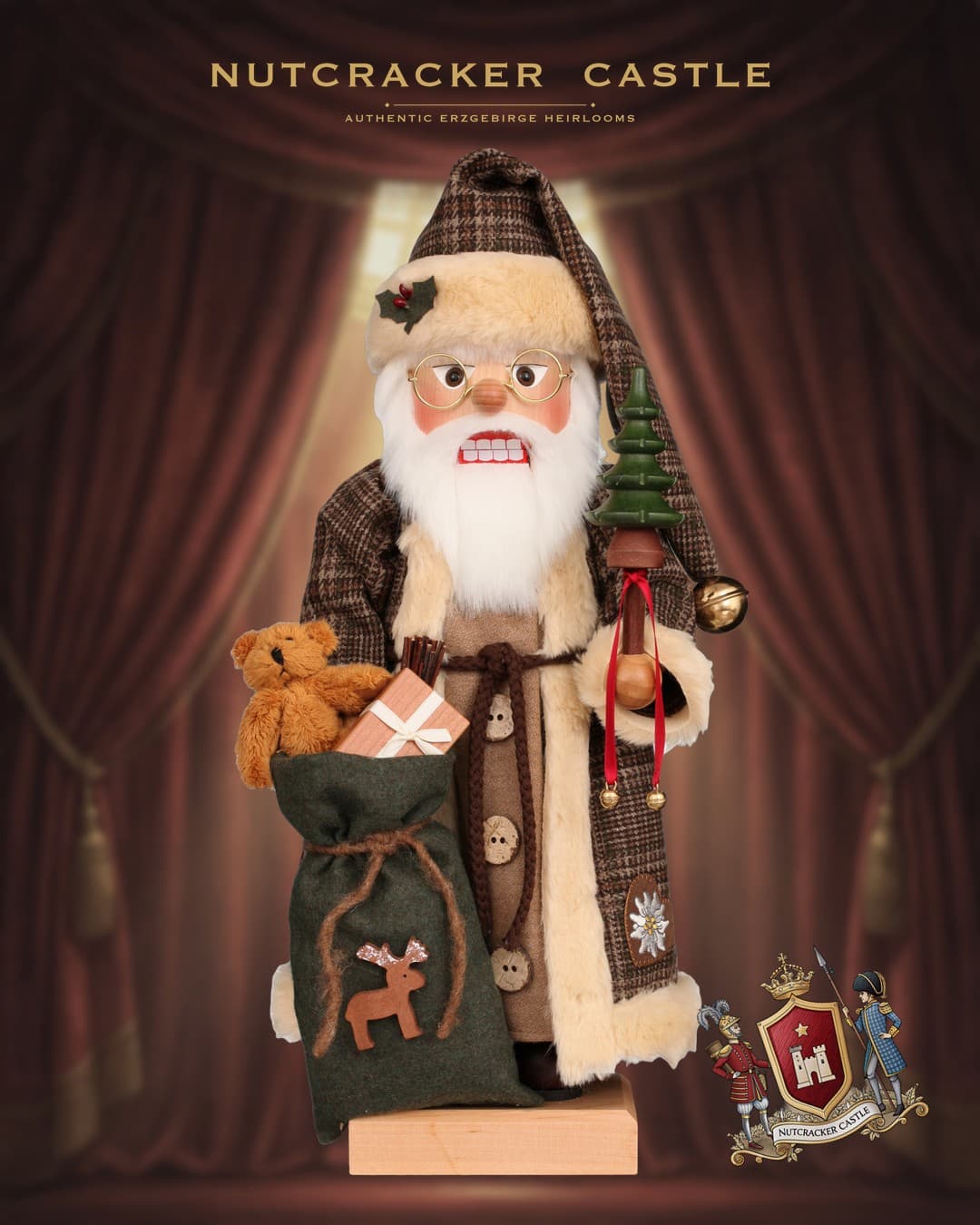 Ulbricht Brown Checkered Santa Nutcracker