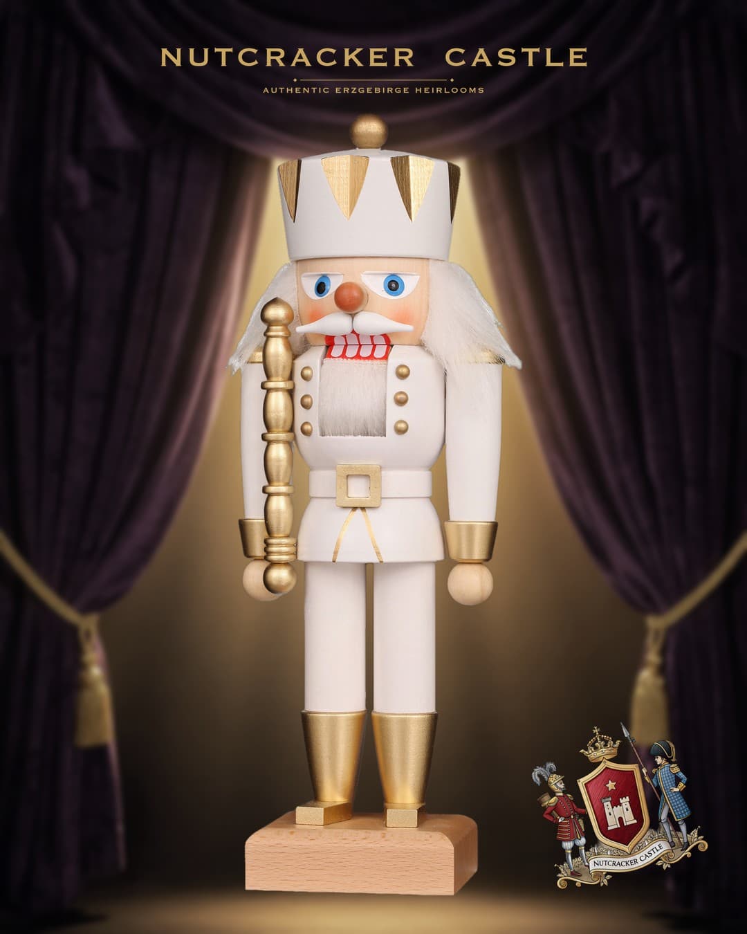 White Gold King German Nutcracker by Ulbricht — 11in